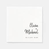 Modern minimalistisch script | Zwarte en witte bru Servet (Voorkant)