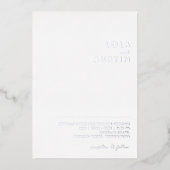 Modern minimalistisch | Silver Casual Wedding Real Folie Uitnodiging (Voorkant)