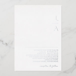 Modern minimalistisch   Silver Monogram Weddenscha Folie Uitnodiging