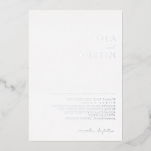 Modern minimalistisch   Silver Wedding Real Folie Uitnodiging