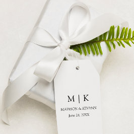 Modern minimalistisch simpel monogram huwelijk cadeaulabel