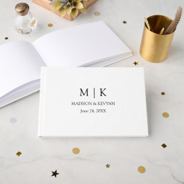 Modern minimalistisch simpel monogram huwelijk gastenboek
