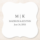 Modern minimalistisch simpel monogram huwelijk kartonnen onderzetters (Voorkant)