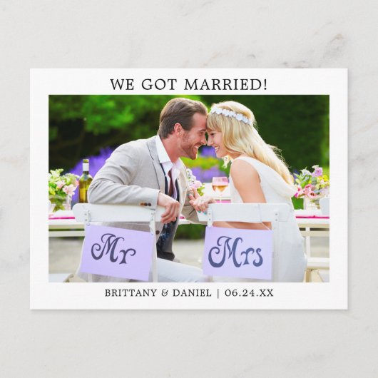 Modern minimalistisch simpel, we zijn getrouwd. briefkaart (Voorkant)