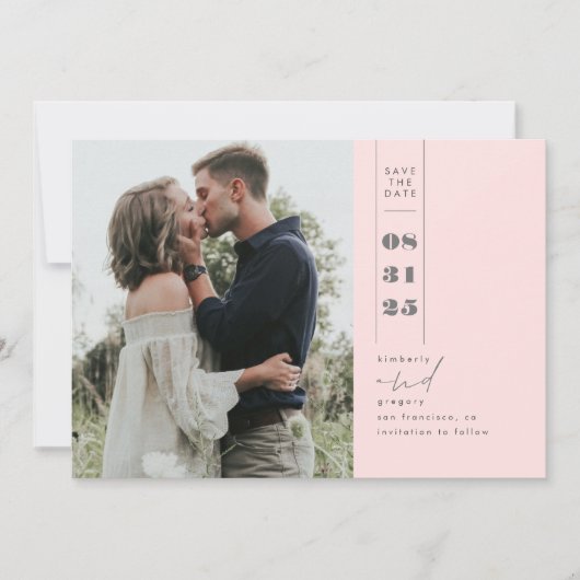 Modern minimalistisch sparen de Datum Verticale Fo Save The Date (Voorkant)