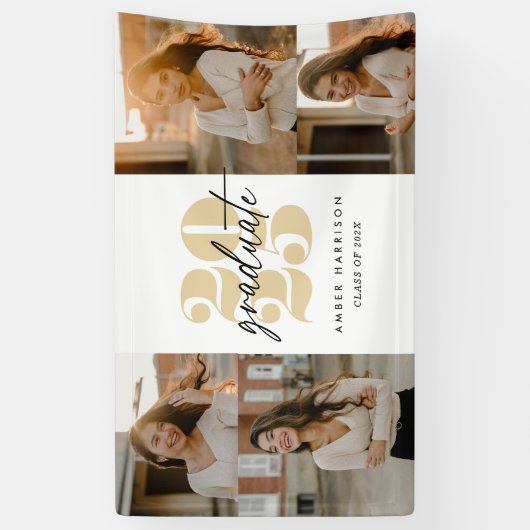 Modern minimalistisch stijgend Afstudeerder | Goud Spandoek (Verticaal)