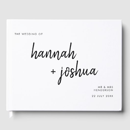 Modern minimalistisch | Stijlvol script Simple Wed Gastenboek (Voorkant)