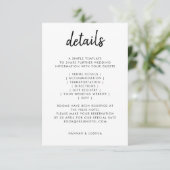 Modern minimalistisch | Stijlvol script Simple Wed Informatiekaartje (Staand voorkant)