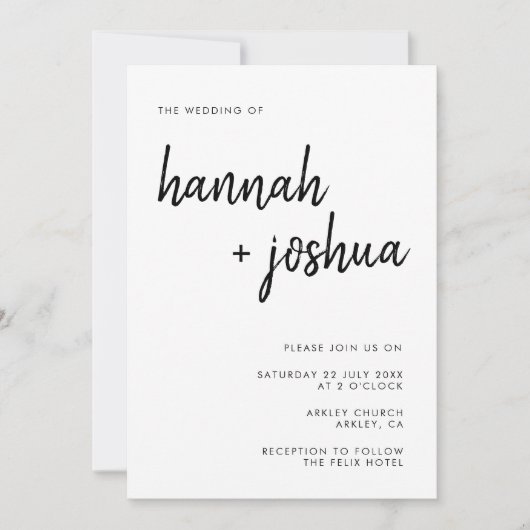 Modern minimalistisch | Stijlvol script Simple Wed Kaart (Voorkant)