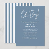 Modern minimalistisch stoffig blauw script Baby sh Kaart (Voorkant / Achterkant)
