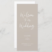 Modern minimalistisch taupe Script Wedding Program (Voorkant / Achterkant)