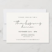 Modern minimalistisch Thanksgiving diner Kaart (Voorkant)