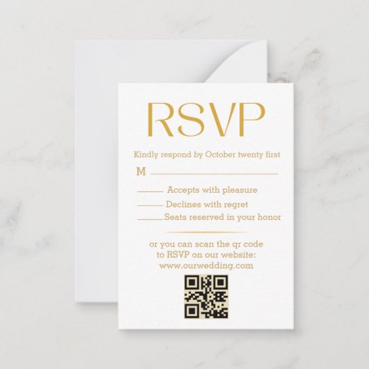 modern minimalistisch trendy gold script rsvp brui notitiekaartje (Voorkant)