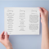 Modern minimalistisch trifold bruiloft programma flyer (Hand)