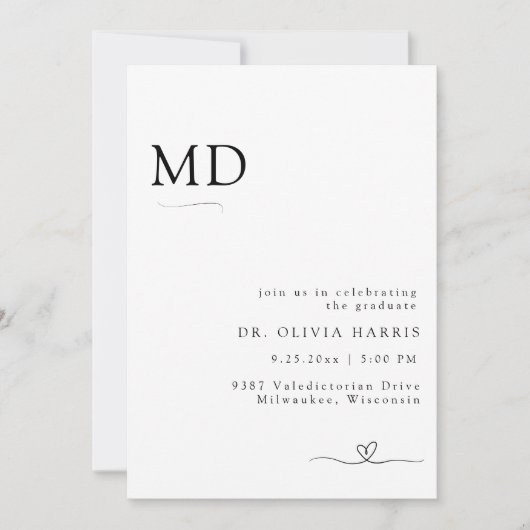 Modern Minimalistisch Typografie MD Afstuderen Kaart (Voorkant)