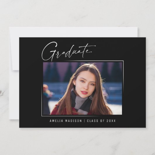 Modern minimalistisch uniek inktscript Afstuderen  Aankondiging (Voorkant)