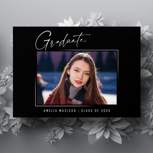 Modern minimalistisch uniek inktscript Afstuderen  Aankondiging