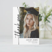 Modern minimalistisch verticaal foto-Afstuderen Bedankkaart (Staand voorkant)