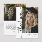 Modern minimalistisch verticaal foto-Afstuderen Bedankkaart (Voorkant / Achterkant)