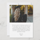 Modern minimalistisch verticaal foto-Afstuderen Bedankkaart (Achterkant)