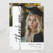 Modern minimalistisch verticaal foto-Afstuderen Bedankkaart (Voorkant / Achterkant)