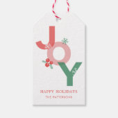Modern minimalistisch vet script JOY Holiday Cadeaulabel (Voorkant)
