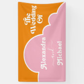 Modern minimalistisch vibrant Sinaasappel en roze  Spandoek (Verticaal)