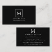 Modern minimalistisch vierkant monogram visitekaartje (Voorkant / Achterkant)