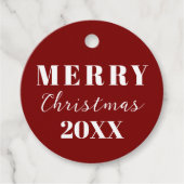 Modern minimalistisch vrolijk kerstrood cadeau Lab Bedankjes Labels (Voorkant)