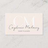 Modern minimalistisch vrouwelijk monogram blush ro visitekaartje (Voorkant)