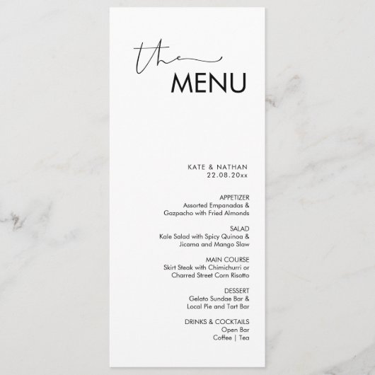 Modern Minimalistisch Weddenschap Menu (Voorkant)