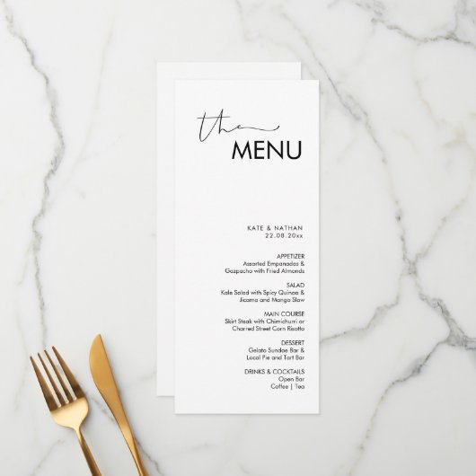 Modern Minimalistisch Weddenschap Menu (Voorkant / Achterkant in situ)