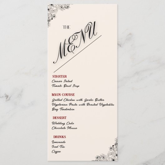 Modern Minimalistisch Weddenschap Menu (Voorkant)