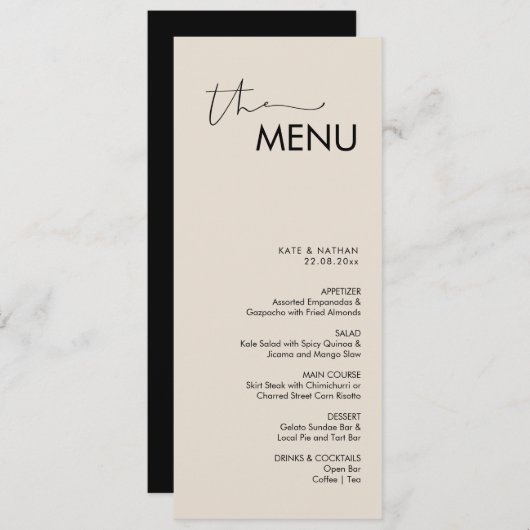 Modern Minimalistisch Weddenschap Menu (Voorkant / Achterkant)