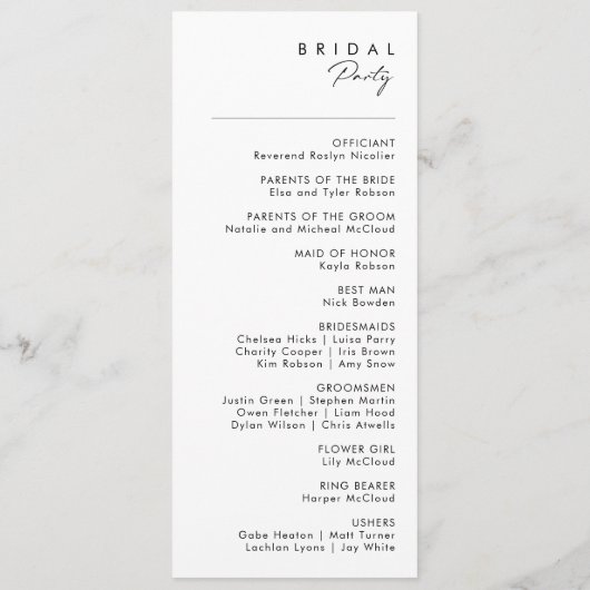 Modern minimalistisch weddenschap programma (Achterkant)