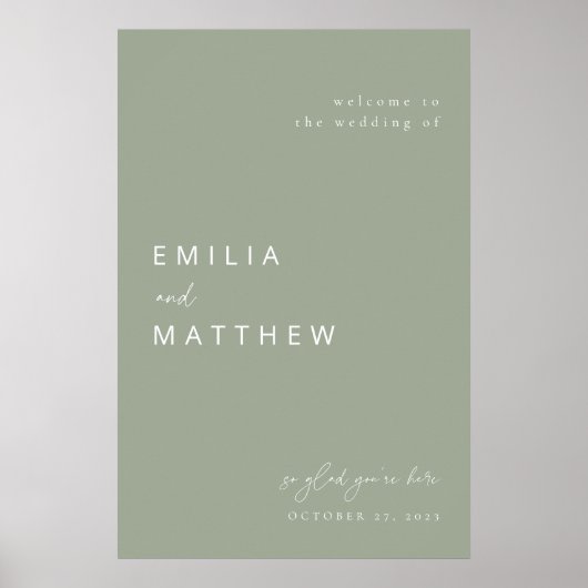 Modern minimalistisch welkomstbord voor groene bru poster (Voorkant)