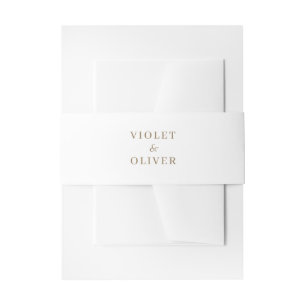 Modern minimalistisch   White Gold Wedding Uitnodigingen Wikkel