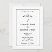Modern Minimalistisch White op Black Wedding Kaart (Voorkant)
