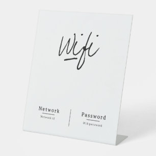 Modern minimalistisch WiFi-netwerkwachtwoord Reclamebord Met Voetstuk