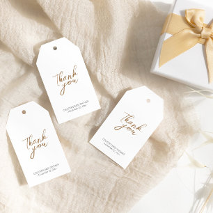 Modern minimalistisch wit Baby shower dank u Cadeaulabel