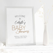 Modern minimalistisch wit Baby shower welkom Poster