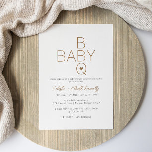 Modern Minimalistisch Wit BBQ Baby shower Kaart