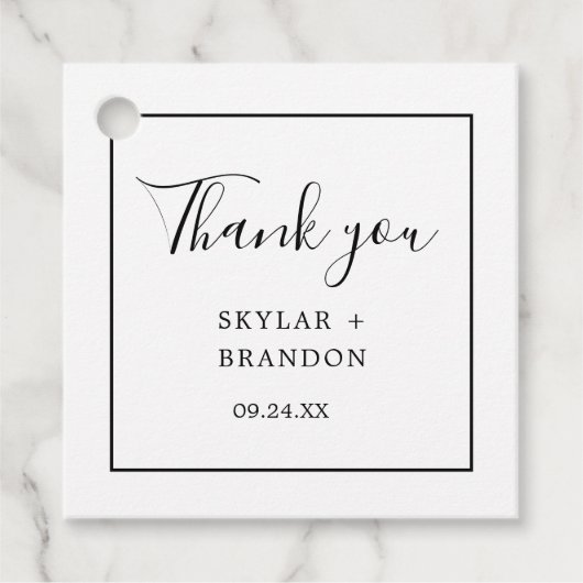 Modern minimalistisch wit dank u bedankjes labels (Voorkant)