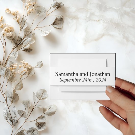 Modern minimalistisch wit op zwart uitnodigingen wikkel