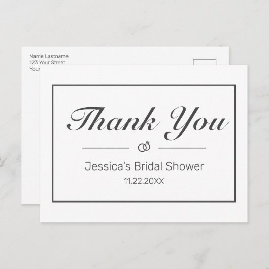 Modern minimalistisch wit Vrijgezellenfeest dank u Briefkaart (Voorkant / Achterkant)