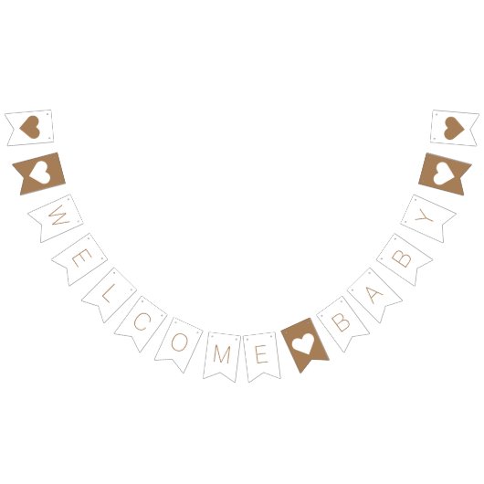Modern minimalistisch wit welkom Baby shower Vlaggetjes (Alle)