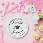 Modern Minimalistisch wit zwart grats Afstuderen Papieren Bordje (Feest)