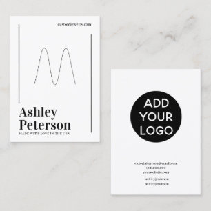 Modern minimalistisch wit zwart lettertype ring di visitekaartje