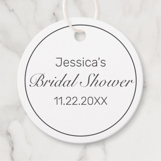 Modern minimalistisch wit zwart Vrijgezellenfeest Bedankjes Labels (Voorkant)