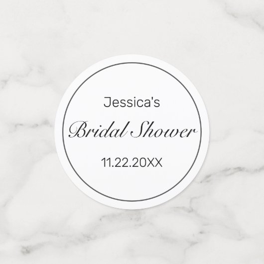 Modern minimalistisch wit zwart Vrijgezellenfeest Confetti (Kleine voorkant)